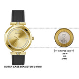 Shop Authentic Guess Rumour Quartz Gold Dial Black Leather Strap Watch For Women - GW0689L2 - Luxxuri