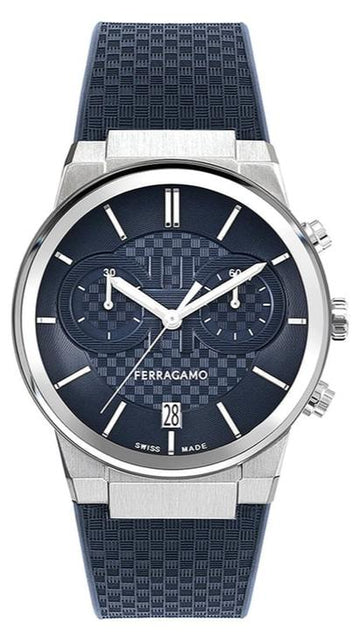  Shop Authentic Salvatore Ferragamo Sapphire Chrono Blue Dial Blue Rubber Strap Watch for Men - SFME00923 - Luxxuri