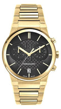  Shop Authentic Salvatore Ferragamo Sapphire Chrono Black Dial Gold Steel Strap Watch for Men - SFME01323 - Luxxuri
