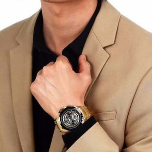  Shop Authentic Maserati Traguardo Skeleton Black Dial Gold Steel Strap Watch For Men - R8873612058 - Luxxuri