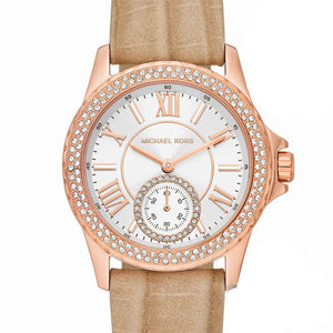  Shop Authentic Michael Kors Mini Everest Crystals White Dial Brown Leather Strap Watch for Women - MK4719 - Luxxuri