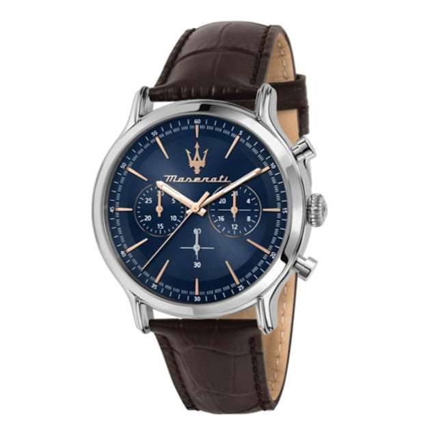  Shop Authentic Maserati Epoca Chronograph Blue Dial Brown Leather Strap Watch For Men - R8871618014 - Luxxuri