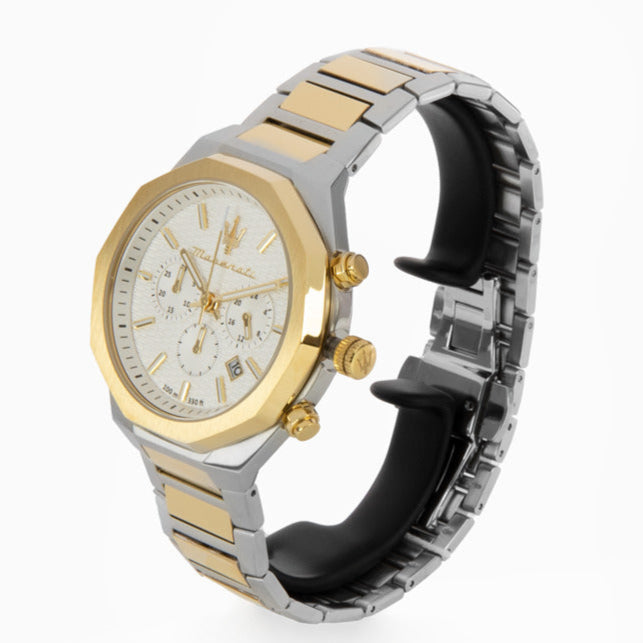  Shop Authentic Maserati Stile Chronograph White Dial Two Tone Steel Strap Watch For Men - R8873642009 - Luxxuri