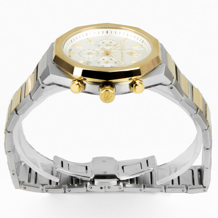  Shop Authentic Maserati Stile Chronograph White Dial Two Tone Steel Strap Watch For Men - R8873642009 - Luxxuri