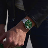  Shop Authentic Fossil Sport Tourer Chronograph Green Dial Silver Steel Strap Watch for Men - FS6048 - Luxxuri