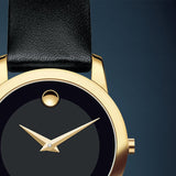  Shop Authentic Movado Museum Classic Black Dial Black Leather Strap Watch For Women - 0606877 - Luxxuri