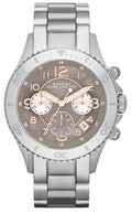 Marc Jacobs Rock Chronograph Mother of Pearl Grey Dial Silver Steel Strap Watch for Women - MBM3250