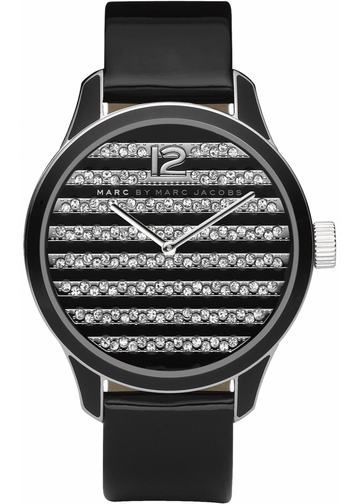  Shop Authentic Marc Jacobs Lidia Stripe Glitz Black Dial Black Leather Strap Watch for Women - MBM1166 - Luxxuri