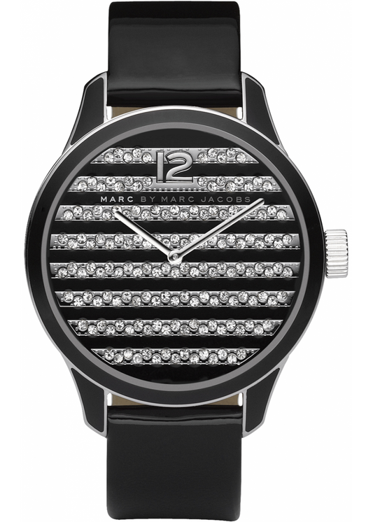  Shop Authentic Marc Jacobs Lidia Stripe Glitz Black Dial Black Leather Strap Watch for Women - MBM1166 - Luxxuri