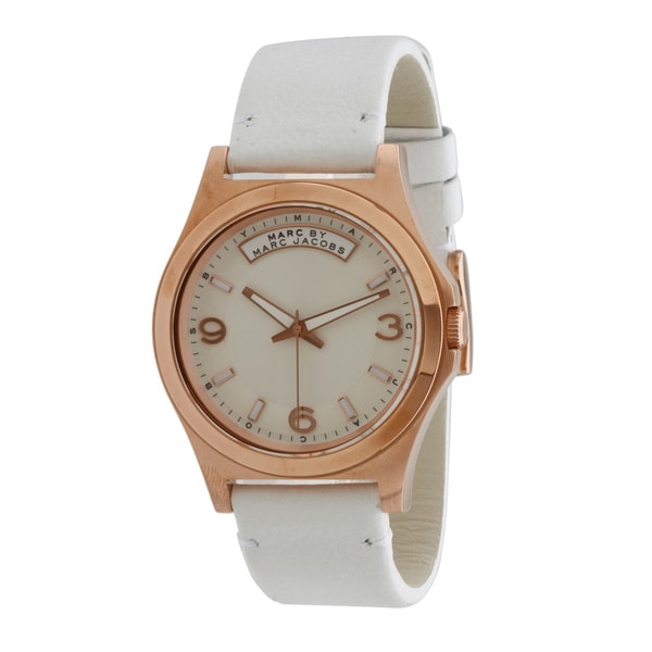  Shop Authentic Marc Jacobs Baby Dave White Dial White Leather Strap Watch for Women - MBM1260 - Luxxuri