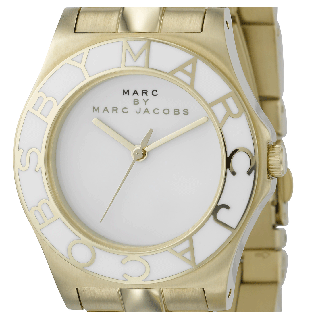 Marc Jacobs Blade White Dial Gold Steel Strap Watch for Women - MBM3050