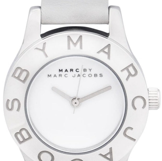 Marc Jacobs Mini Blade White Dial White Leather Strap Watch for Women - MBM1206