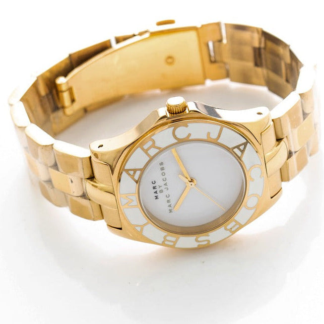  Shop Authentic Marc Jacobs Blade White Dial Gold Steel Strap Watch for Women - MBM3050 - Luxxuri
