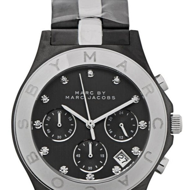  Shop Authentic Marc Jacobs Blade Chronograph Black Dial Two Tone Steel Strap Watch for Women - MBM3179 - Luxxuri