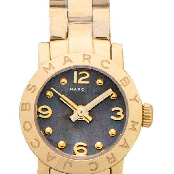  Shop Authentic Marc Jacobs Amy Mother of Pearl Black Dial Gold Steel Strap Watch for Women - MBM3275 - Luxxuri