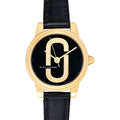 Marc Jacobs Corie Black Dial Black Leather Strap Watch for Women - MJ1580