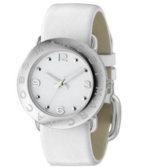  Shop Authentic Marc Jacobs Amy White Dial White Leather Strap Watch for Women - MBM1136 - Luxxuri