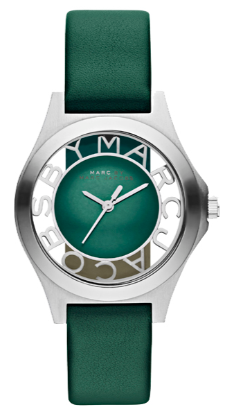  Shop Authentic Marc Jacobs Henry Skeleton Green Dial Green Leather Strap Watch for Women - MBM1336 - Luxxuri