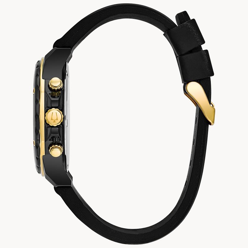  Shop Authentic Bulova Marine Star Chronograph Black Dial Black Rubber Strap Watch for Men - 98B278 - Luxxuri