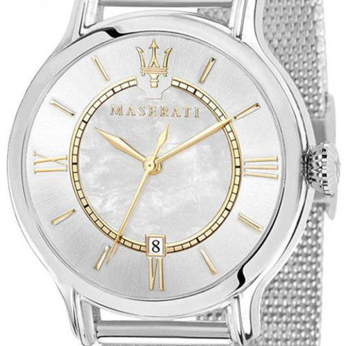  Shop Authentic Maserati Epoca Mother of Pearl Dial Silver Mesh Strap Watch For Women - R8853118504 - Luxxuri