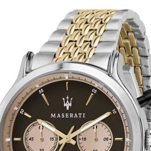  Shop Authentic Maserati Legend Chronograph 42mm Brown Dial Two Tone Steel Strap Watch For Men - R8873638003 - Luxxuri