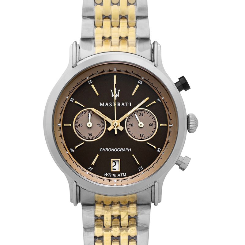  Shop Authentic Maserati Legend Chronograph 42mm Brown Dial Two Tone Steel Strap Watch For Men - R8873638003 - Luxxuri