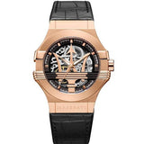  Shop Authentic Maserati Potenza Automatic Rose Gold Dial Black Leather Strap Watch For Men - R8821108002 - Luxxuri