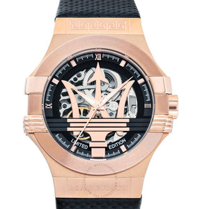  Shop Authentic Maserati Potenza Limited Edition Automatic Skeleton Black Dial Black Leather Strap Watch For Men - R8821108025 - Luxxuri