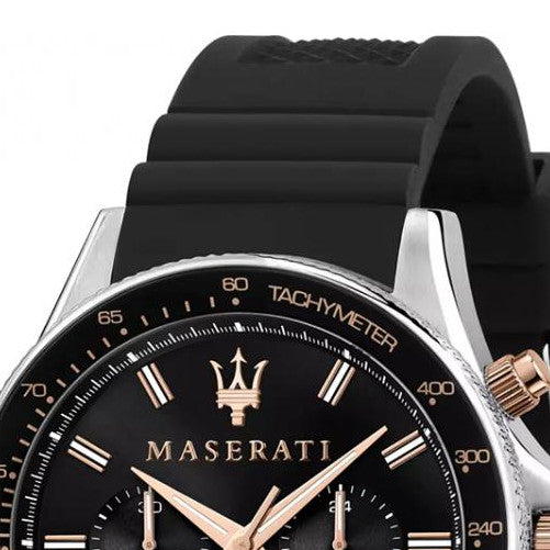 Shop Authentic Maserati SFIDA 44mm Black Silicon Chronograph Watch For Men - R8871640002 - Luxxuri
