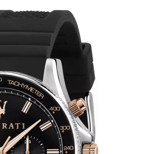 Maserati SFIDA 44mm Black Silicon Chronograph Watch For Men - R8871640002