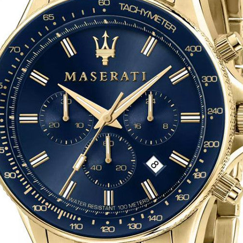  Shop Authentic Maserati SFIDA Analog Blue Dial Gold Stainless Steel Watch For Men - R8873640008 - Luxxuri