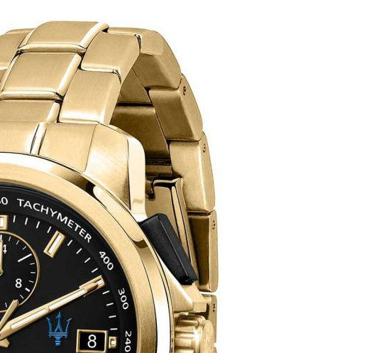  Shop Authentic Maserati Successo Black Dial Gold Stainless Steel Watch For Men - R8873645002 - Luxxuri