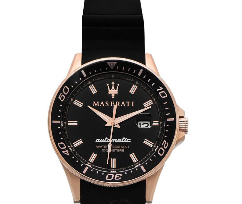 Maserati SFIDA Automatic Black Dial Black Rubber Strap Watch For Men - R8821140001