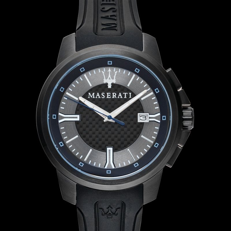 Maserati SFIDA Black Dial Black Rubber Strap Watch For Men - R8851123004