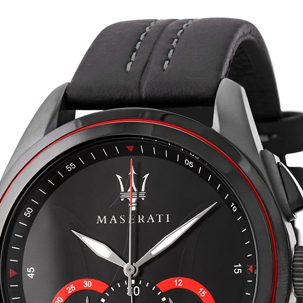  Shop Authentic Maserati Traguardo Chronograph Black Dial Black Leather Strap Watch for Men - R8871612023 - Luxxuri
