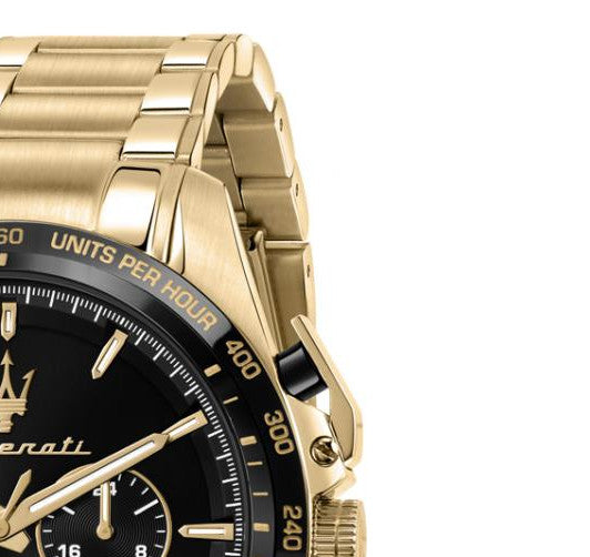  Shop Authentic Maserati Traguardo Chronograph Black Dial Gold Steel Strap Watch For Men - R8873612041 - Luxxuri