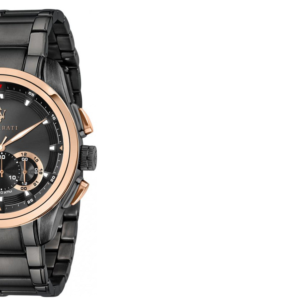  Shop Authentic Maserati Traguardo 45mm Gun Metal Stainless Steel Black Watch For Men - R8873612016 - Luxxuri