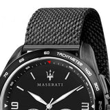  Shop Authentic Maserati Traguardo Chronograph Black Dial Black Mesh Bracelet Watch For Men - R8873612031 - Luxxuri