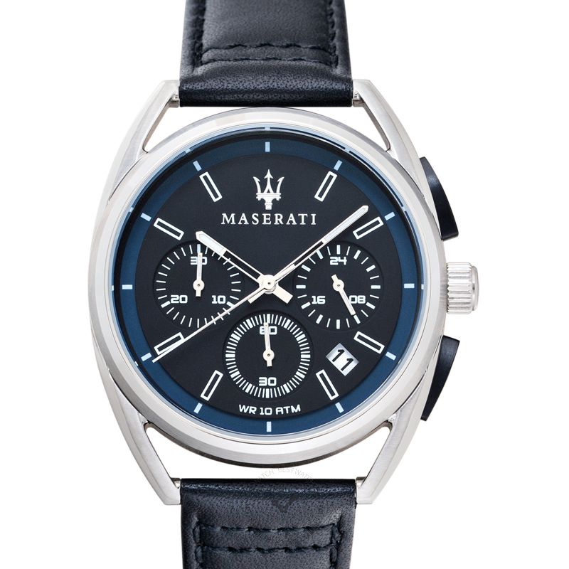  Shop Authentic Maserati Trimarano Chronograph Black Dial Black Leather Strap Watch For Men - R8871632001 - Luxxuri