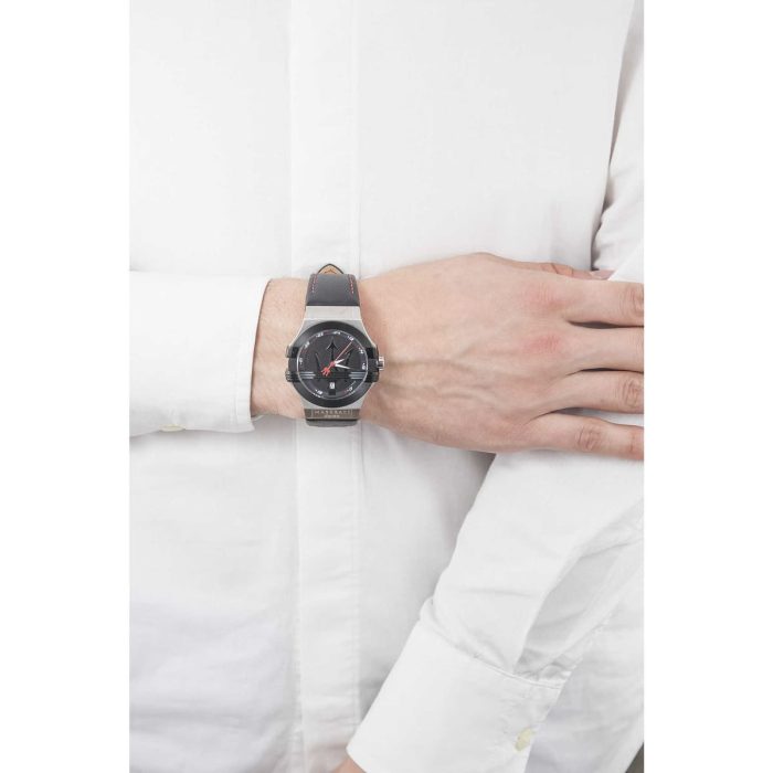  Shop Authentic Maserati Potenza Black Dial Black Leather Strap Watch For Men - R8851108001 - Luxxuri