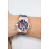  Shop Authentic Maserati Potenza 42mm Rose Gold & Blue Dial Blue Leather Strap Watch For Men - R8851108027 - Luxxuri