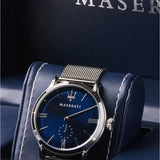  Shop Authentic Maserati Epoca Blue Dial Silver Mesh Bracelet Watch For Men - R8853118006 - Luxxuri