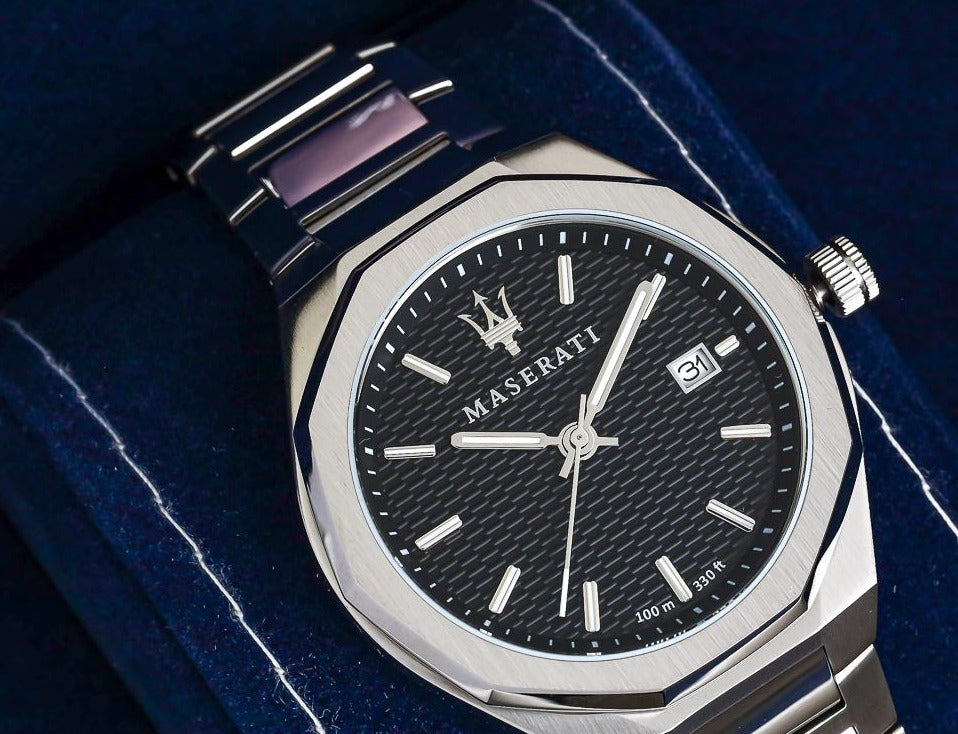  Shop Authentic Maserati Stile Analog Black Dial Silver Steel Strap Watch For Men - R8853142003 - Luxxuri