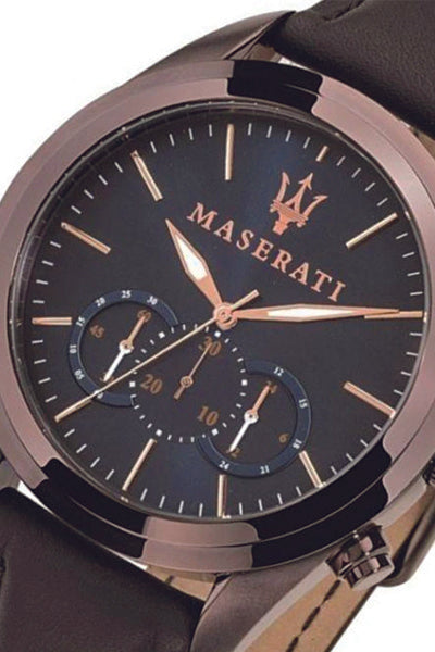  Shop Authentic Maserati Traguardo Chronograph Blue Dial Brown Leather Strap Watch For Men - R8871612008 - Luxxuri