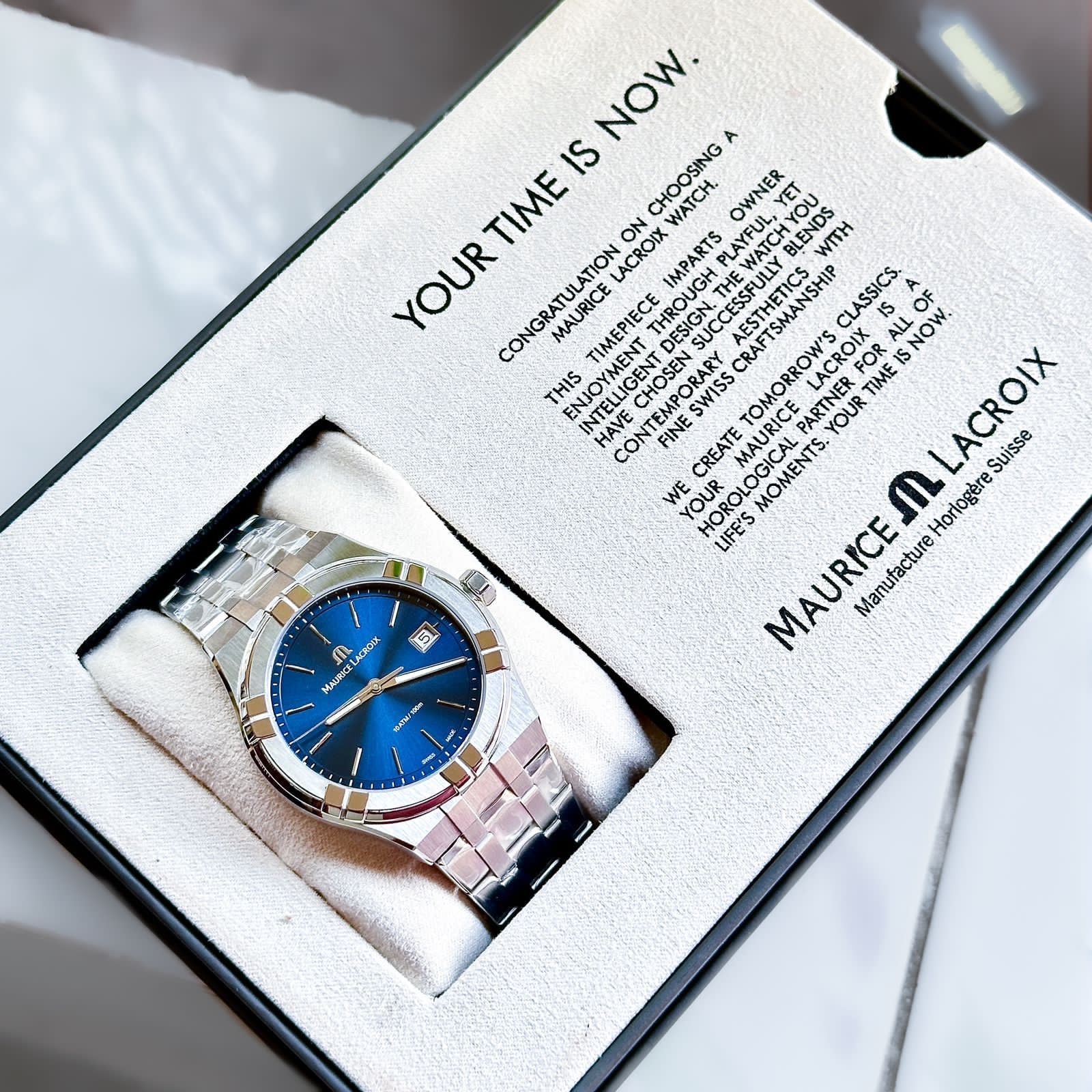  Shop Authentic Maurice Lacroix Aikon Automatic Blue Dial Silver Steel Strap Watch For Men - AI6008-SS002-430-1 - Luxxuri