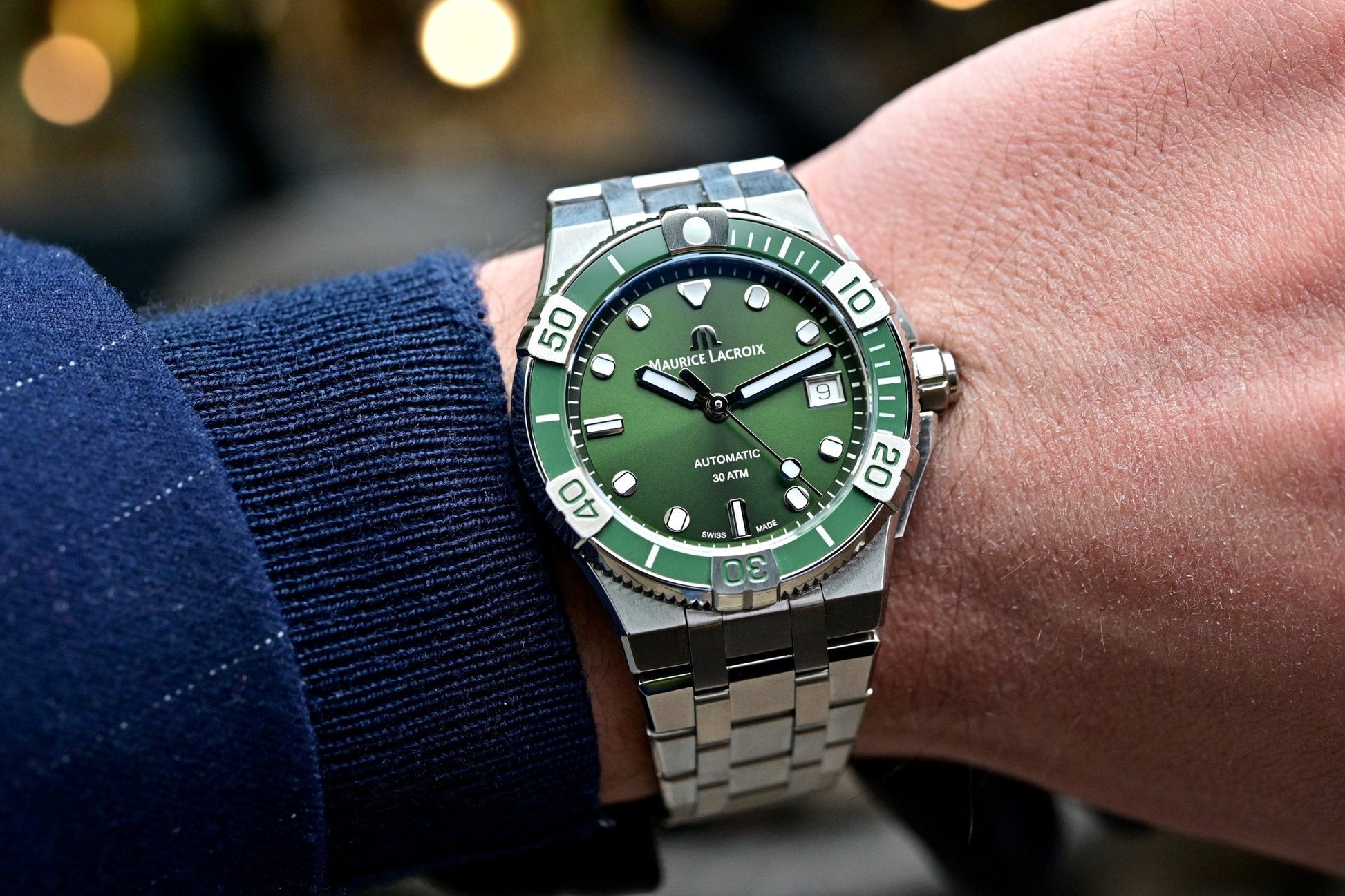  Shop Authentic Maurice Lacroix Aikon Venturer Green Dial Silver Steel Strap Watch for Men - AI6057-SSL52-630-1 - Luxxuri