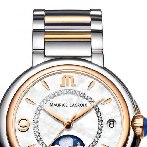  Shop Authentic Maurice Lacroix Fiaba Moonphase Mother of Pearl Dial Two Tone Steel Strap Watch for Women - FA1084-PVP13-150-1 - Luxxuri