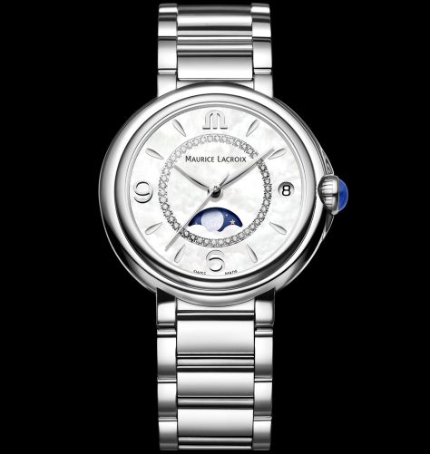  Shop Authentic Maurice Lacroix Fiaba Moonphase White Mother of Pearl Dial Silver Steel Strap Watch for Women - FA1084-SS002-170-1 - Luxxuri
