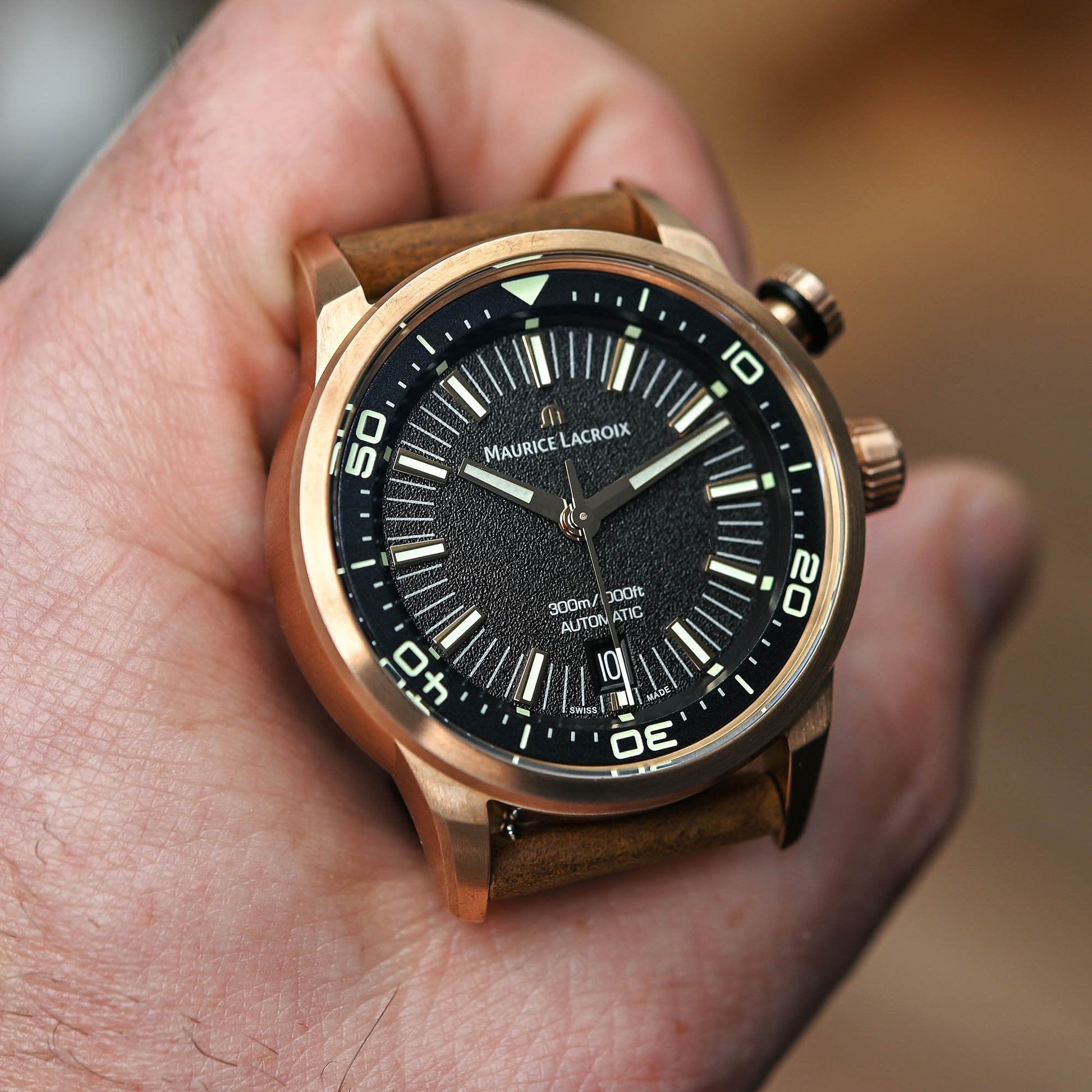  Shop Authentic Maurice Lacroix Pontos Diver Limited Edition Black Dial Brown Leather Strap Watch For Men - PT6248-BRZ01-330-3 - Luxxuri