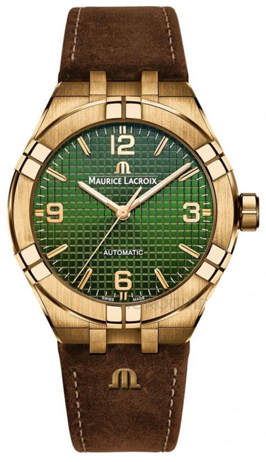 Shop Authentic Maurice Lacroix Aikon Automatic Green Dial Brown Leather Strap Watch For Men - AI6008-BRZ0B-630-M - Luxxuri